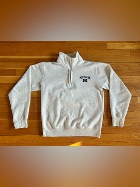 Champion Light Gray Michigan Quarter-Zip Sweatshirt